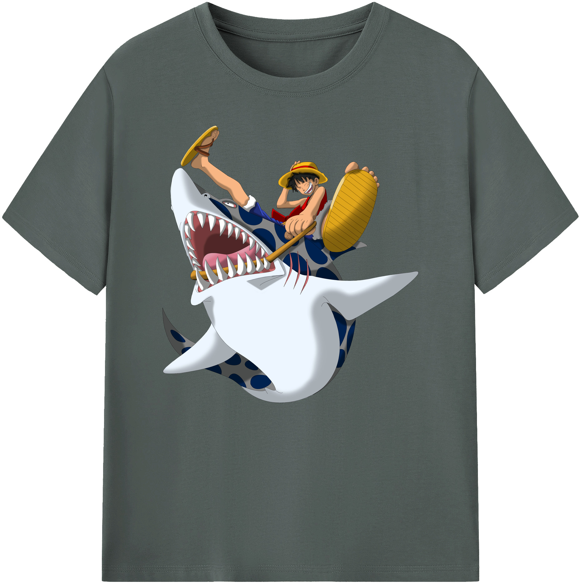 ワンピース モンキー・D・ルフィ ONE PIECE Monkey D. Luffy 綿100％ メンズ半袖Tシャツ｜肌触りやわらか＆通気性
